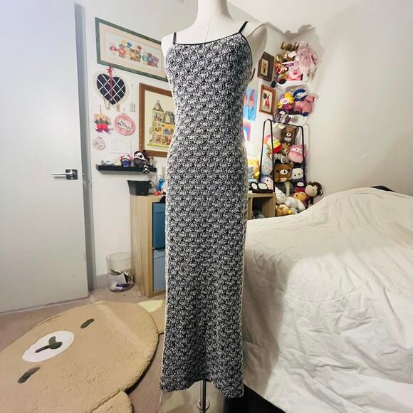 Ethereal vintage 90s goth bodycon midi strap dress Large made in USA witch glam - Picture 1 of 8